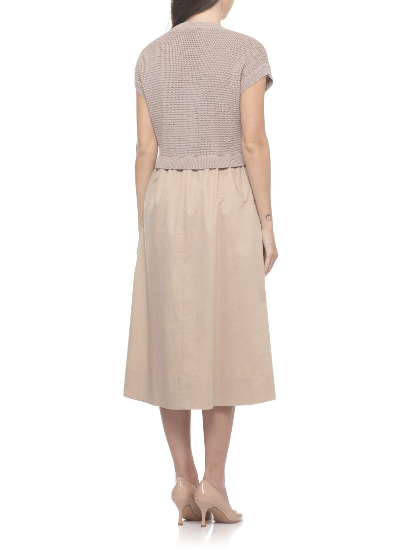 Peserico Textured Cotton Midi Dress With Half-Sleeve Top
