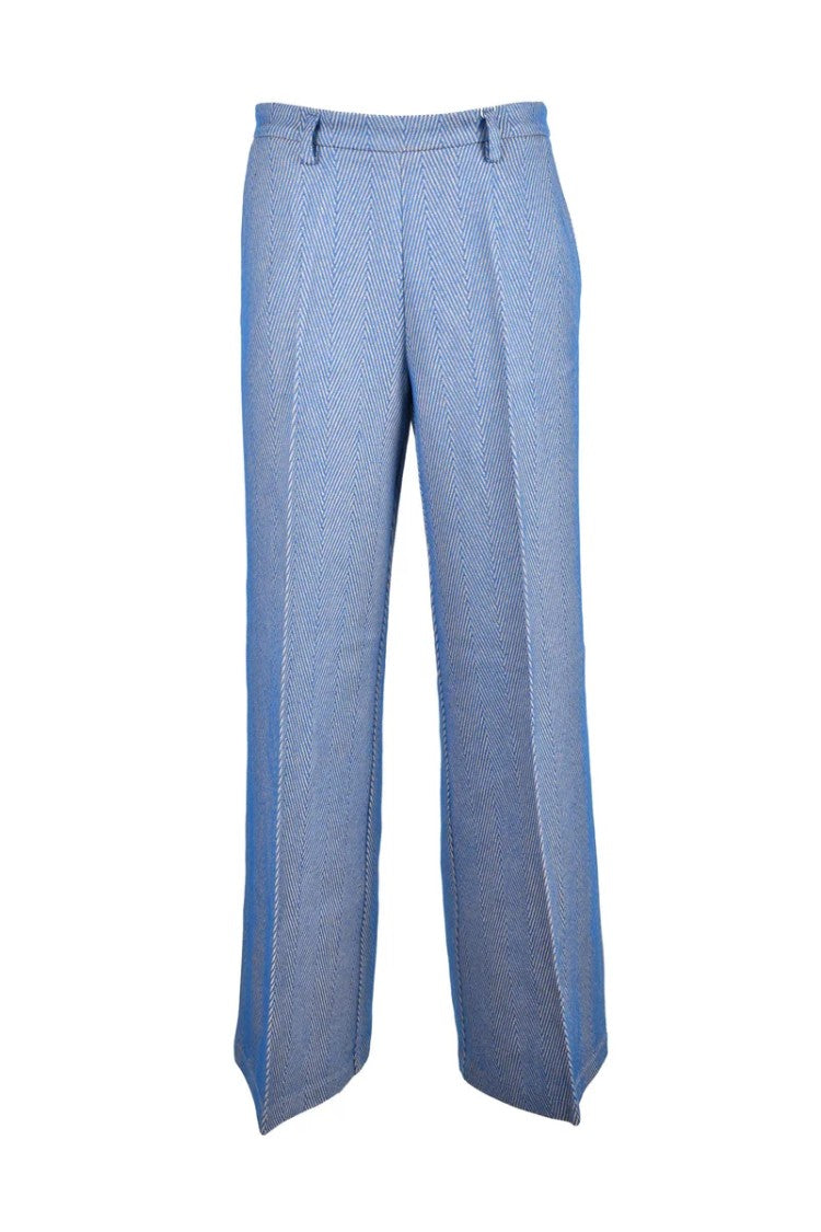 Forte Forte Two-Tone Beige And Sky Blue Tailored Trousers