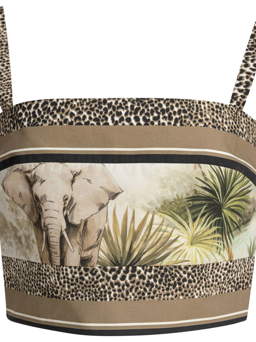 Elie Saab Savannah Print Cropped Top