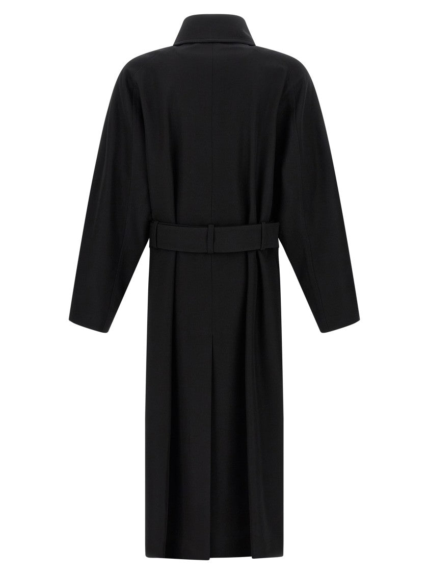 Saint Laurent Double-Breasted Grain De Poudre Wool Coat