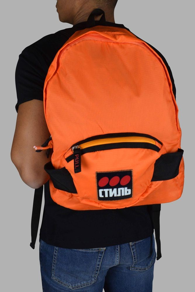 Heron Preston Orange Fabric Backpack With Adjustable Straps
