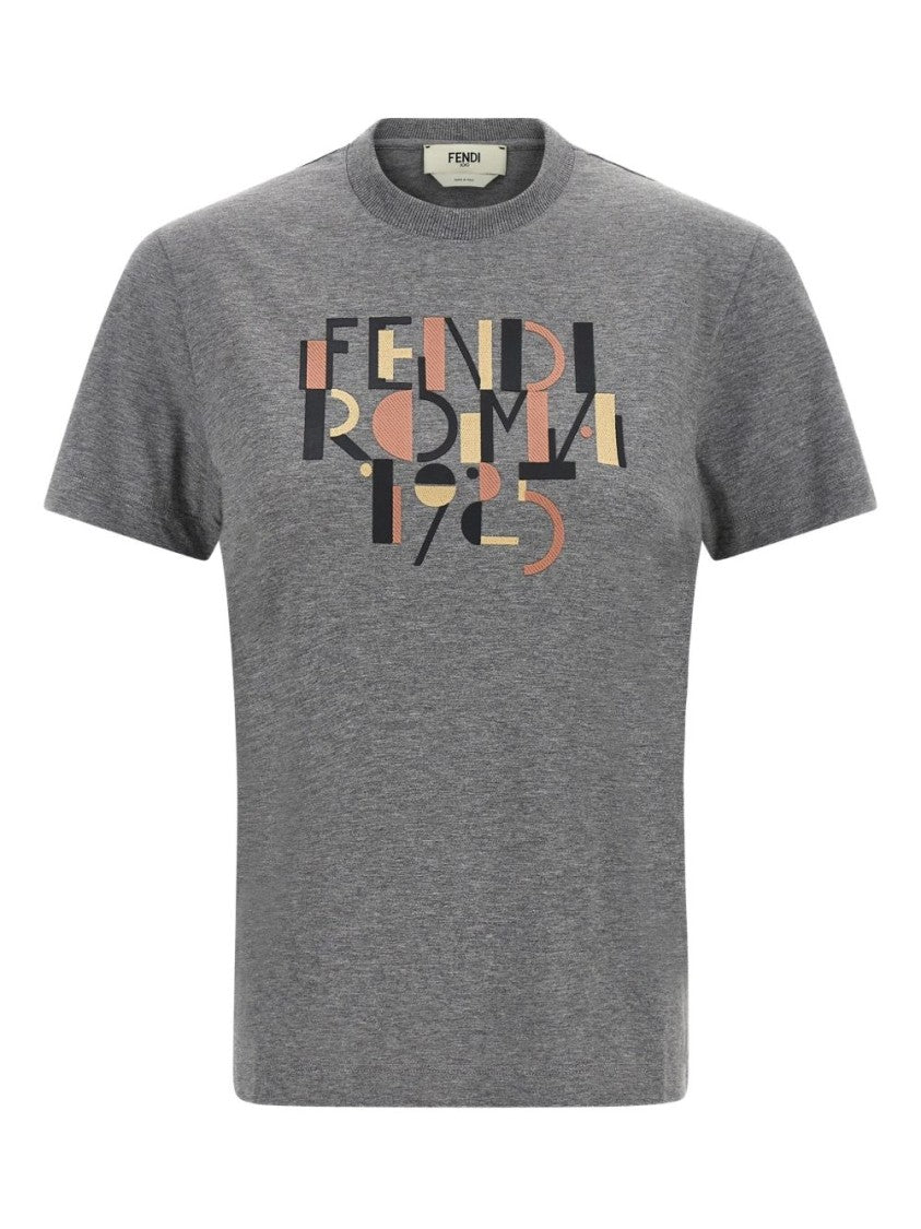 Fendi Graphic Print Cotton T-Shirt With Crew Neckline