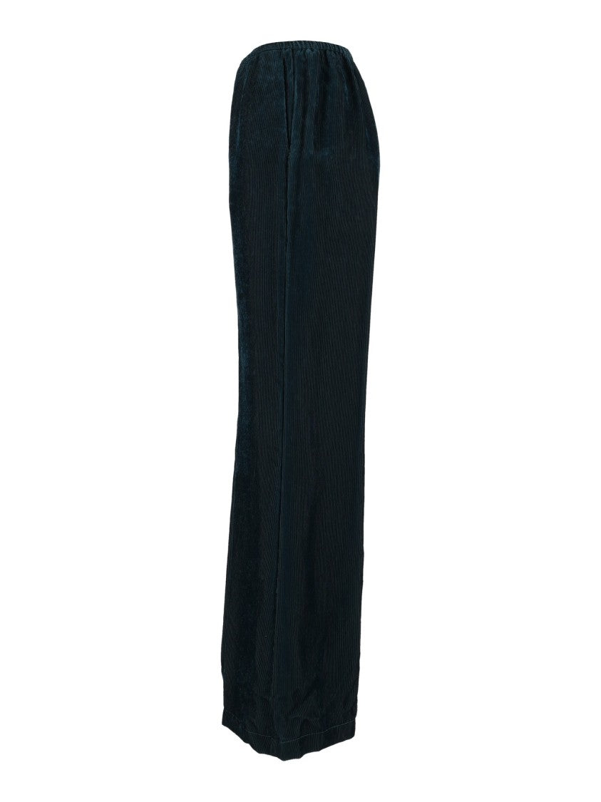 Forte Forte Fluid Black Velvet Wide-Leg Pants With Elastic Waistband