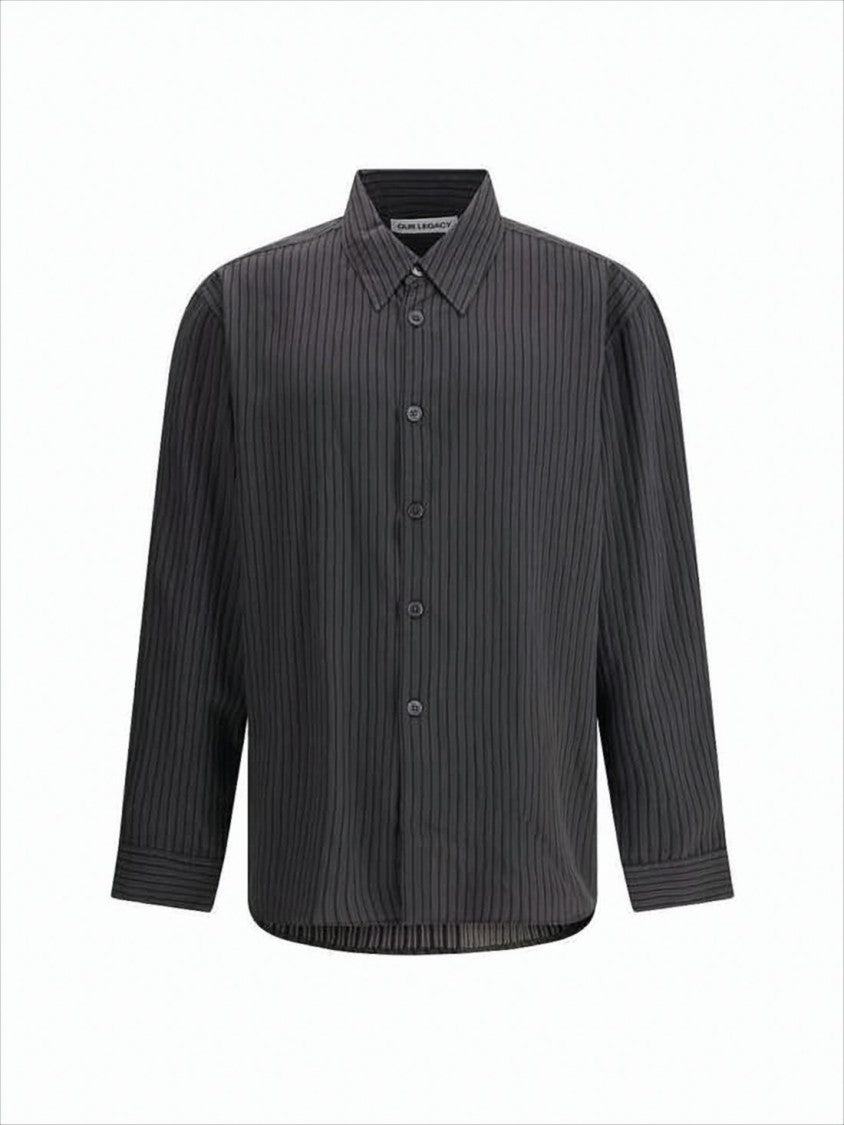 Our Legacy Vertical Stripe Long-Sleeve Shirt With Classic Collar