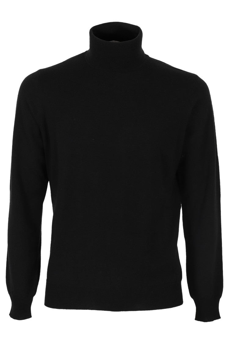 Kangra Black Geelong Wool Turtleneck Sweater