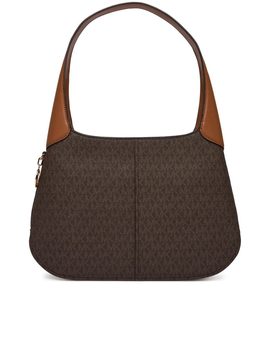 Michael Kors Dark Brown Monogram Curved Shoulder Bag