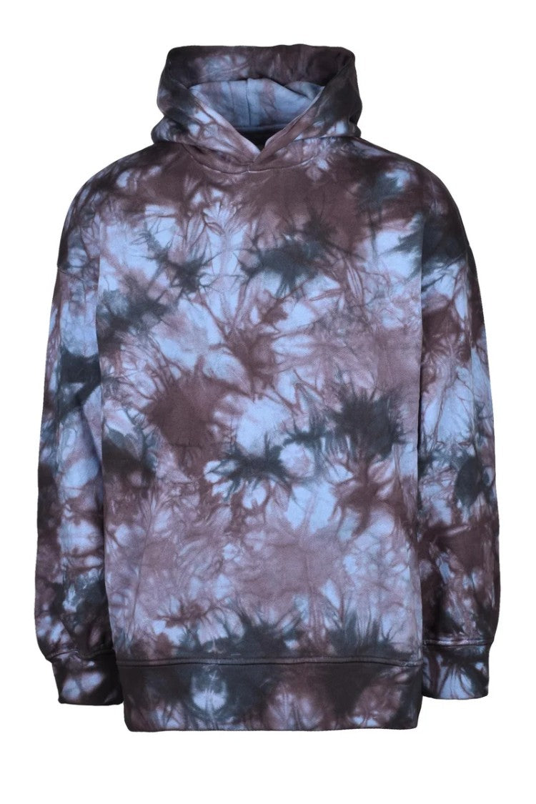 Emporio Armani Hooded Tie-Dye Sweatshirt With Red Accents