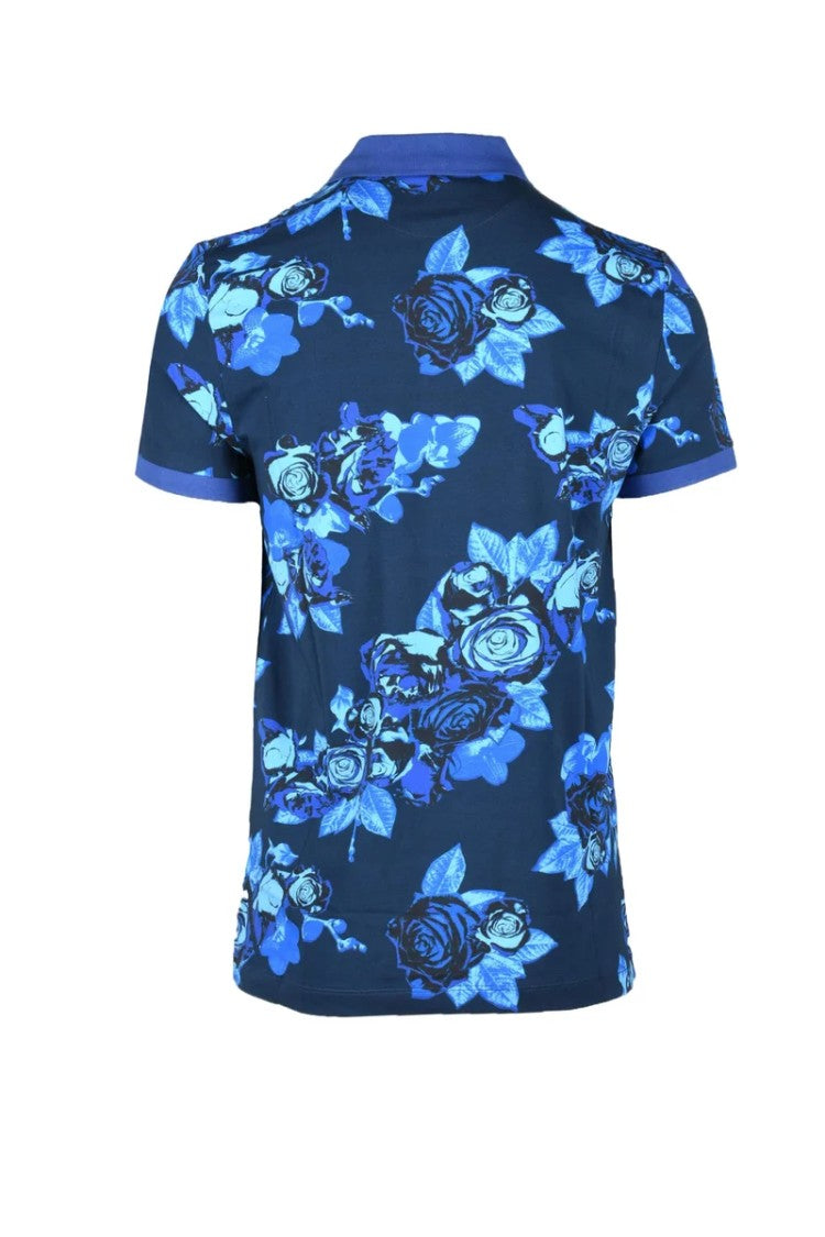 Bikkembergs Blue Floral Stretch T-Shirt