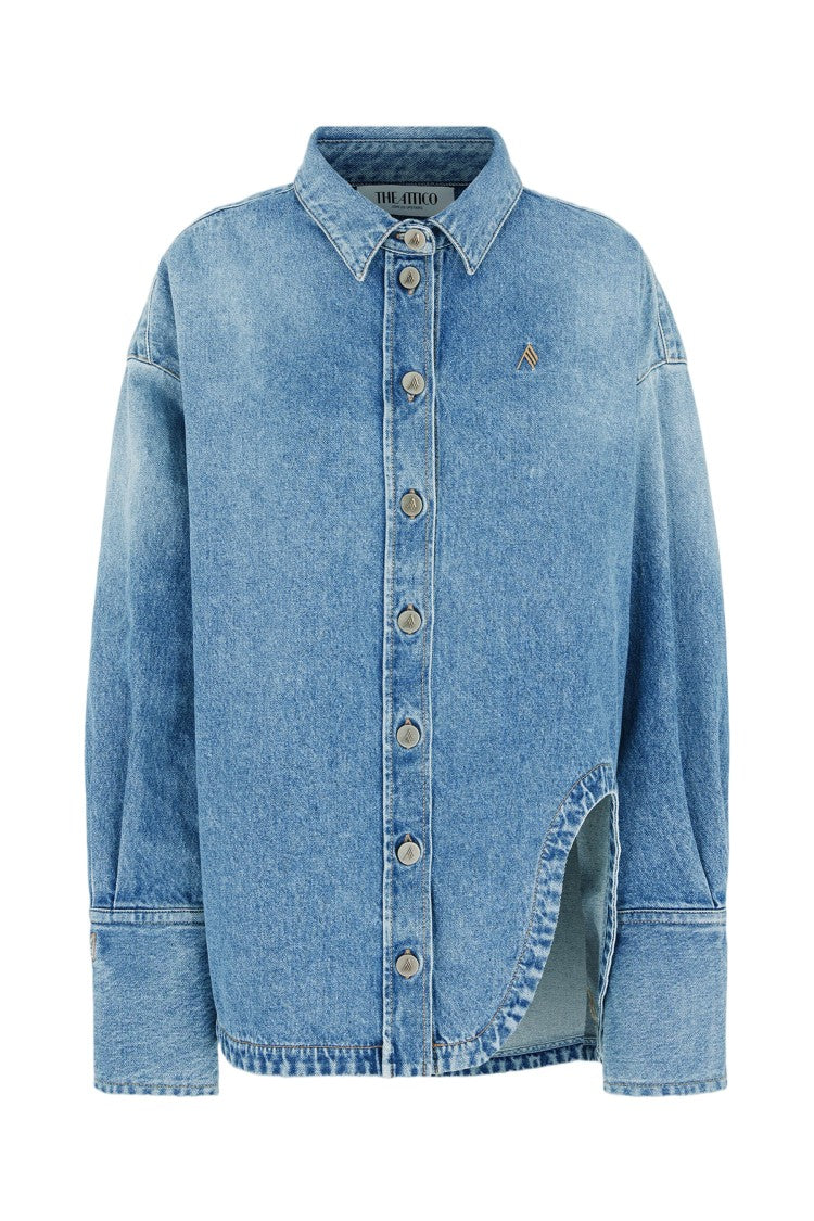 The Attico Loose-Fitting Denim Shirt With Clear Blue Wash