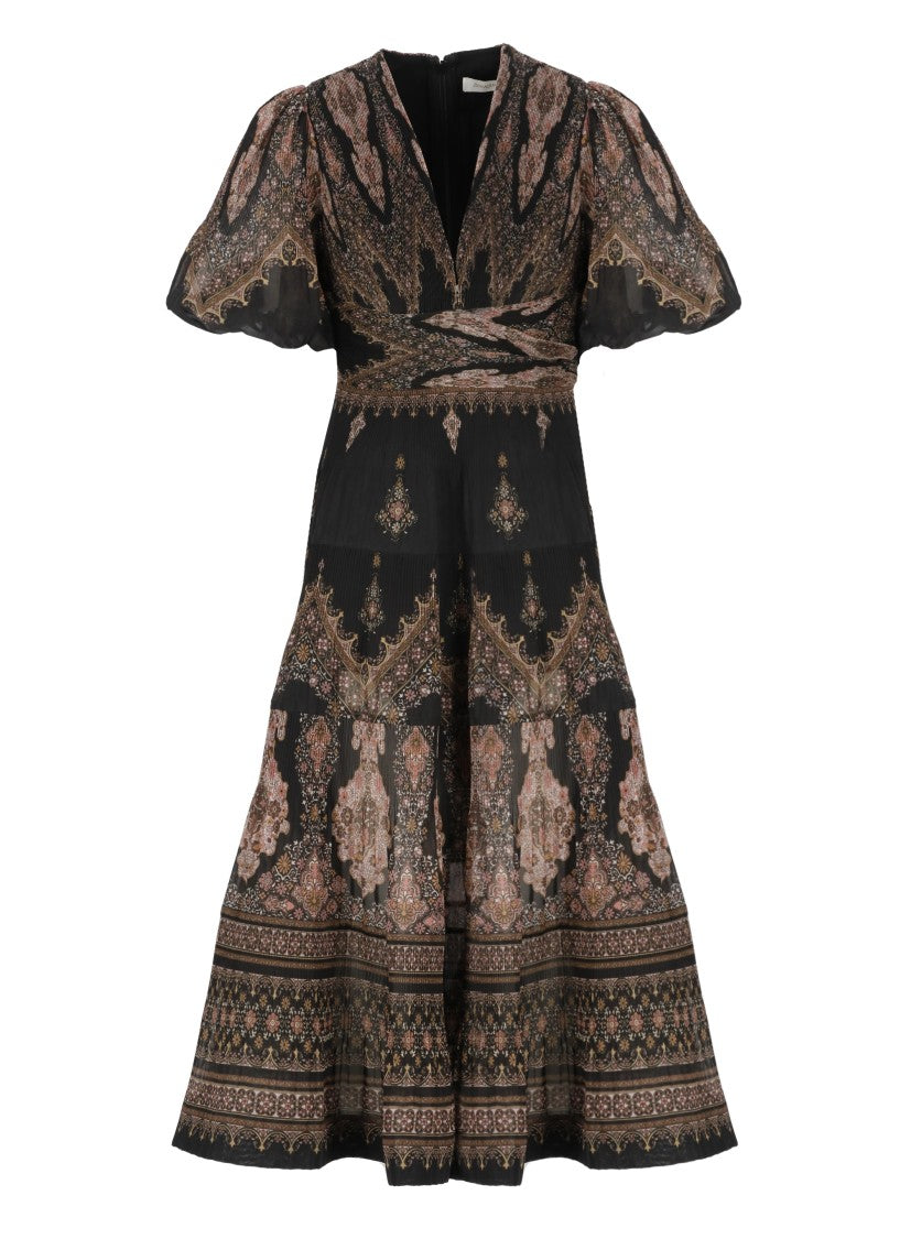 Zimmermann Black Pleated Midi Dress