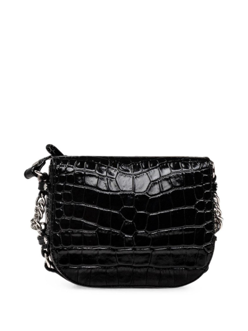Vivienne Westwood Crocodile-Embossed Handbag With Silver Emblem And Adjustable Strap