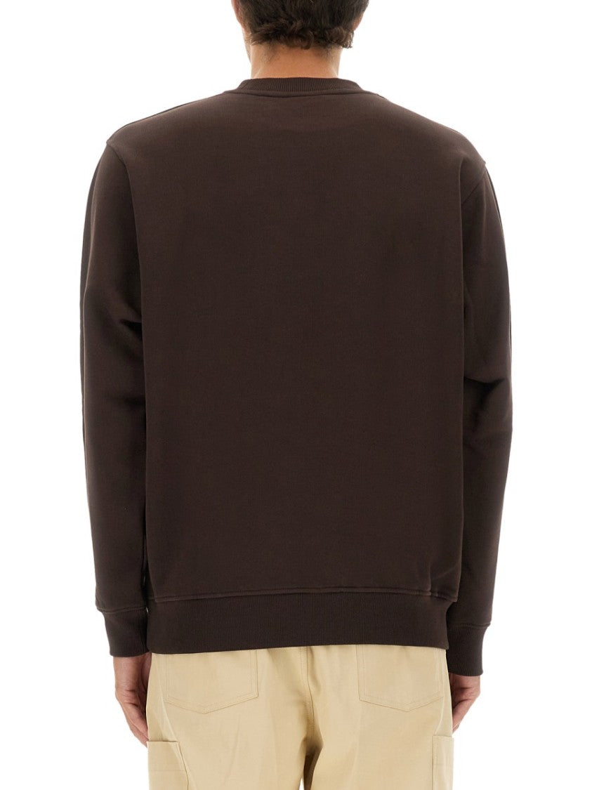 Drôle De Monsieur Relaxed Fit Brown Sweatshirt With Chest Slogan