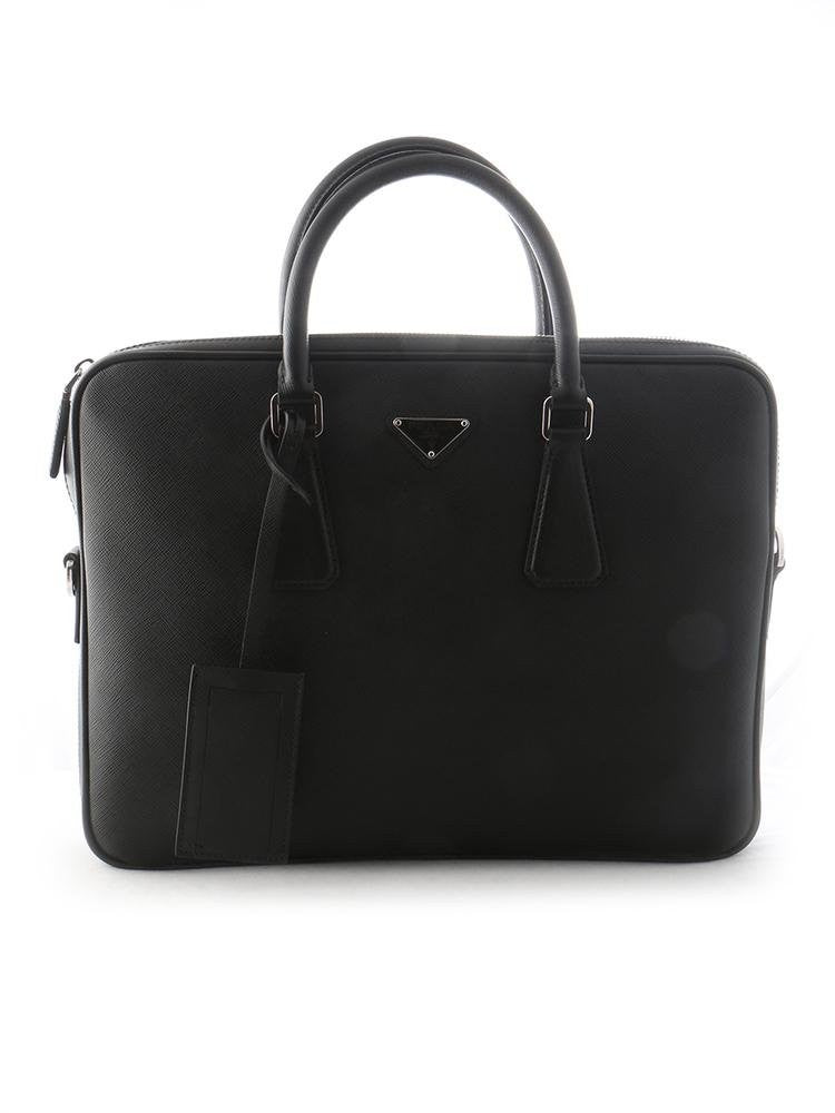 Prada Rectangular Black Leather Tote Bag