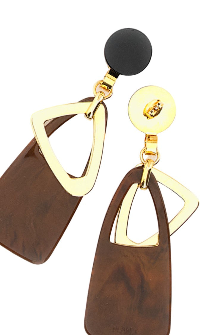 Plan C Multicolor Geometric Metal Resin Drop Earrings