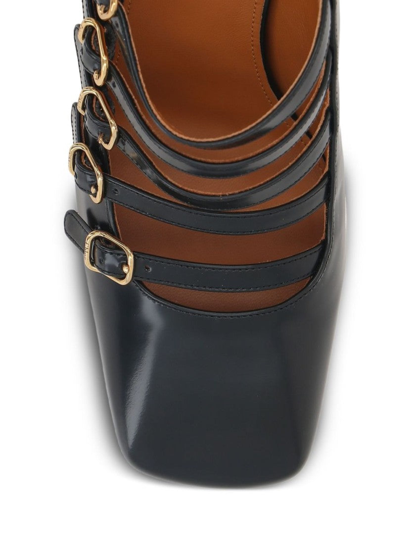 Chloé Sculptural Calfskin Pump With Buckle Straps