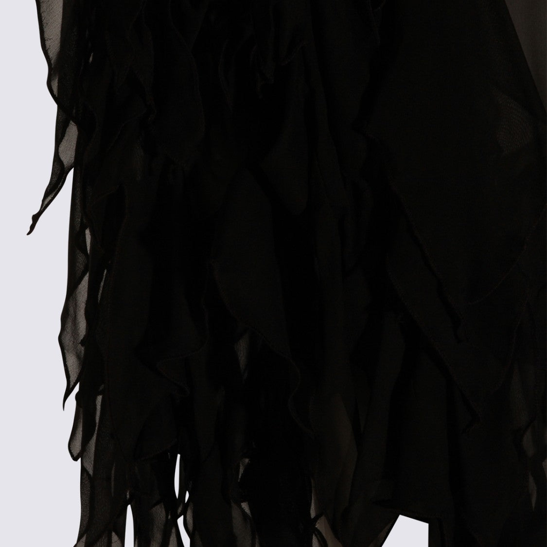 Blumarine Flowing Black Sheer Top With Ruffled Detail