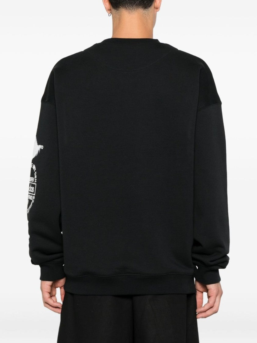 Y-3 Cloud Print Black Cotton Sweatshirt With Crew Neck Design