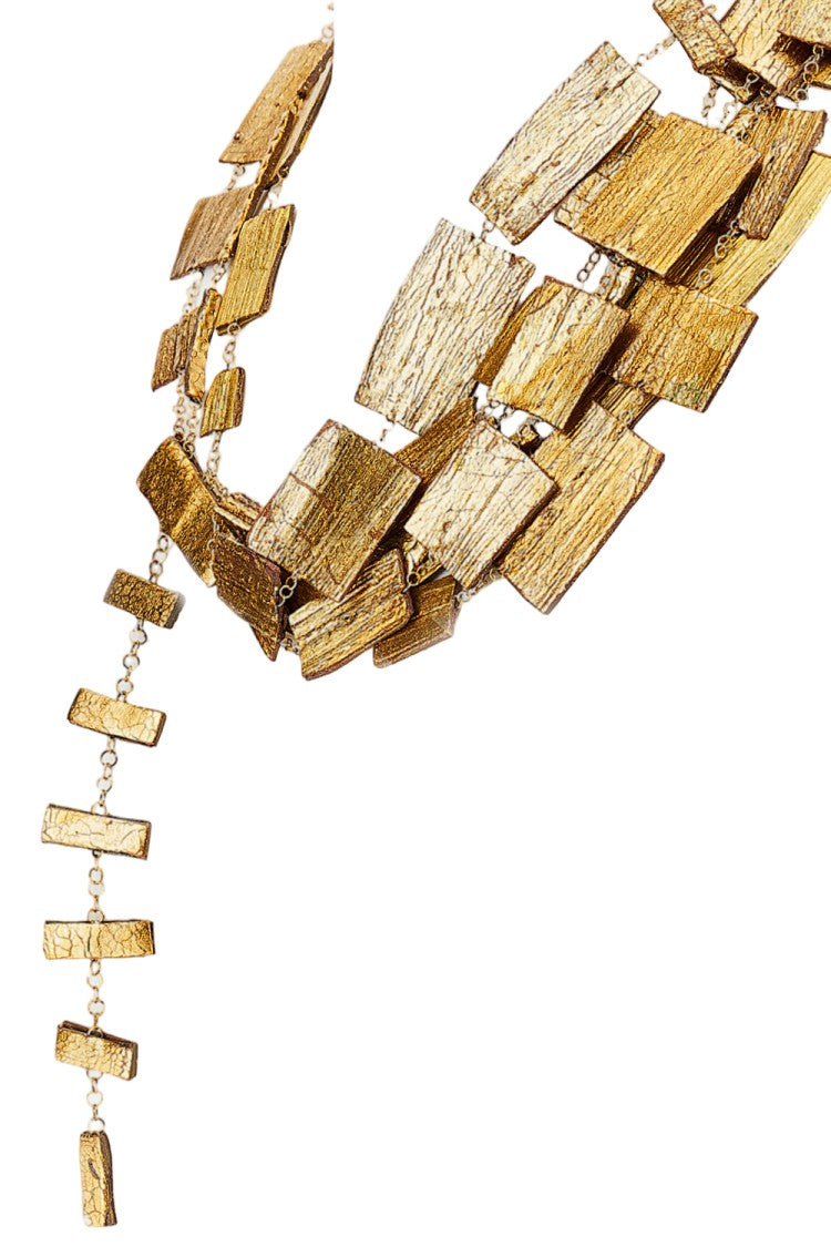 Gfw Layered Gold-Toned Rectangular Plate Necklace