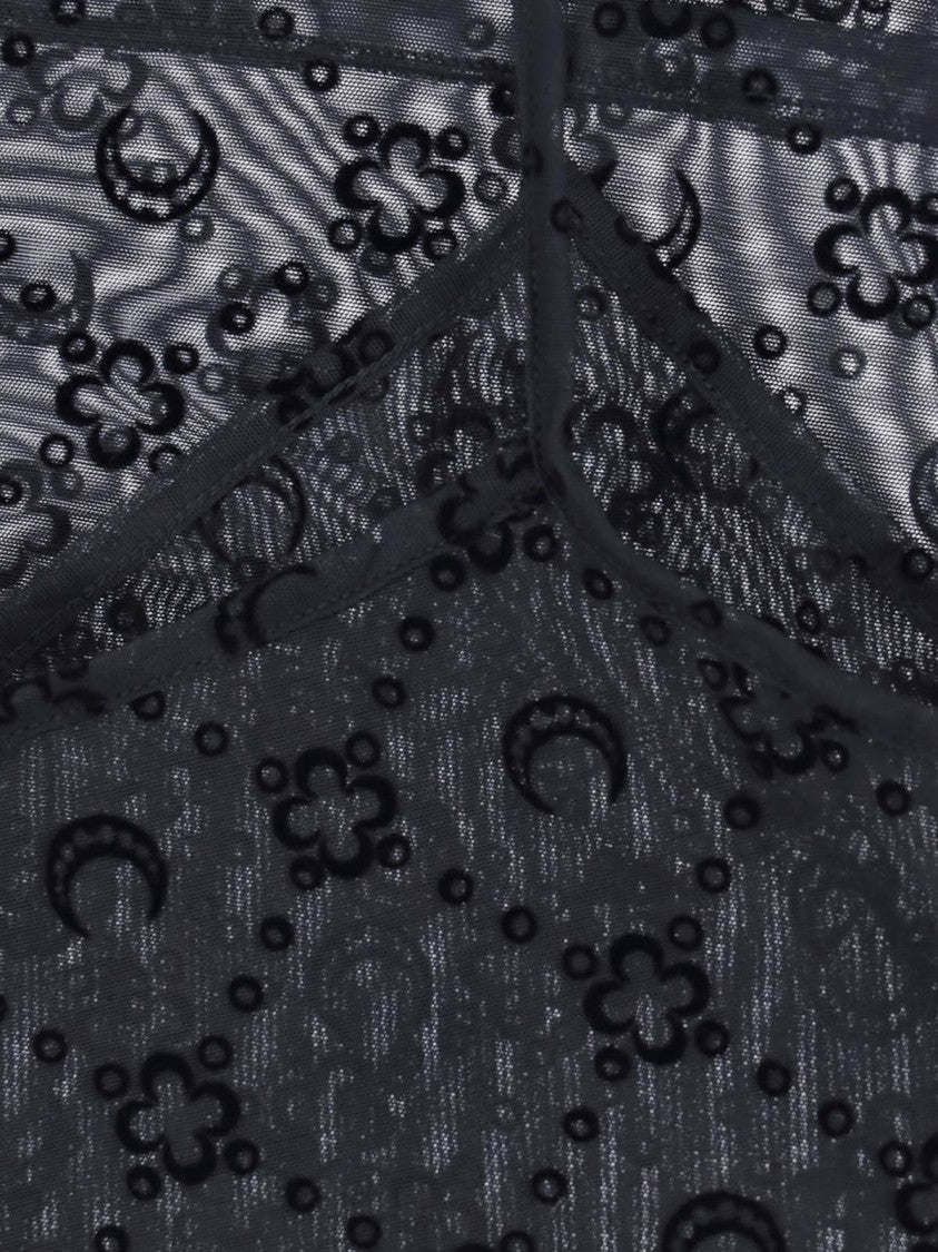 Marine Serre Black Sleeveless Sheer Crescent Moon Top