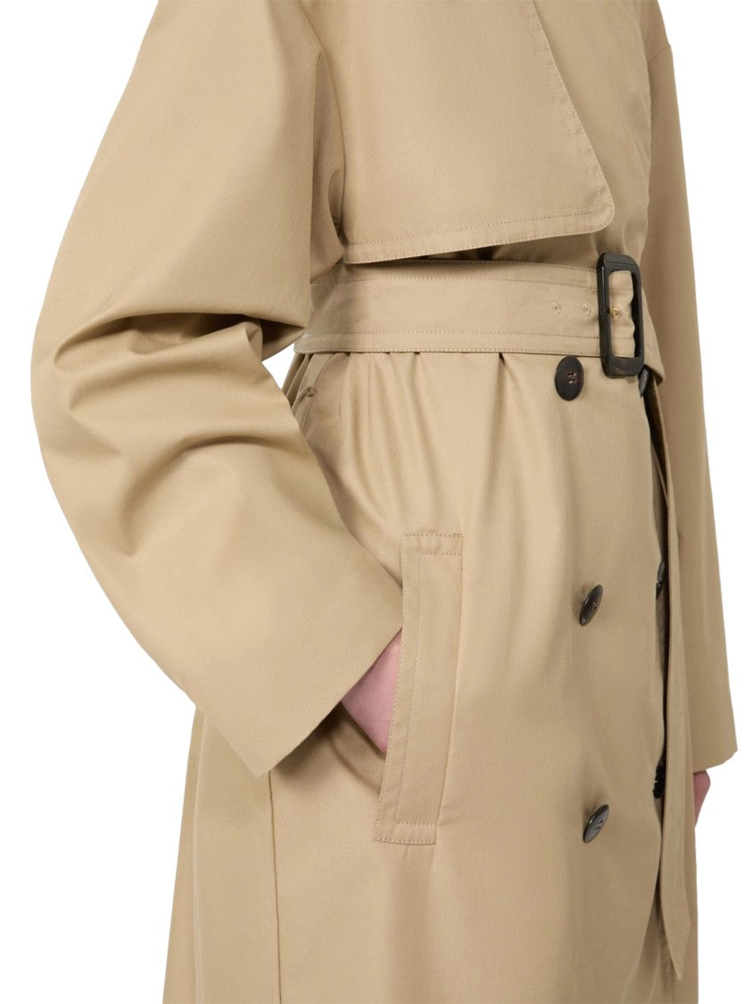 Max Mara Double-Breasted Trench Coat With Belted Waist And Epaulets