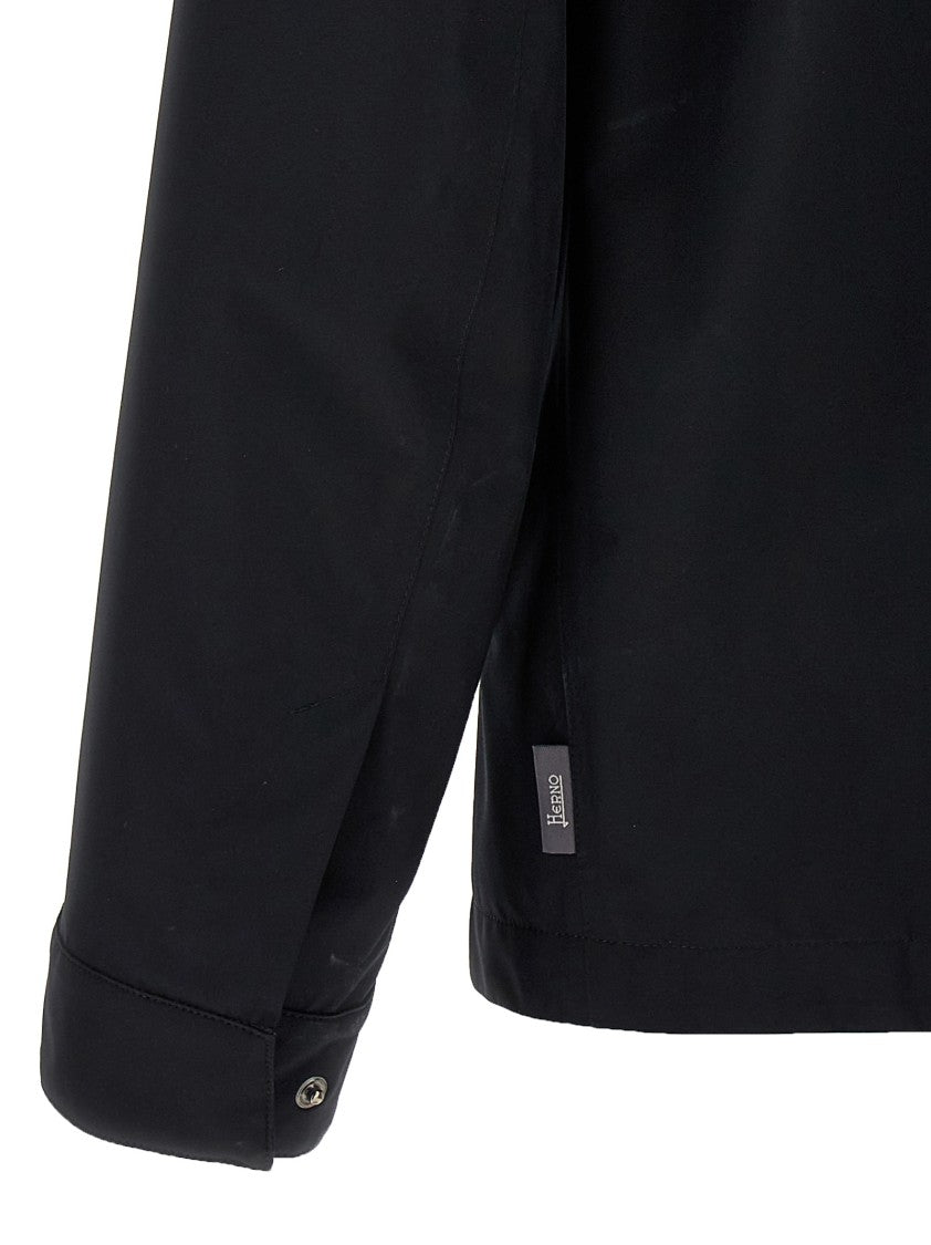 Herno Windproof Technical Fabric Jacket With Classic Collar And Adjustable Cuffs