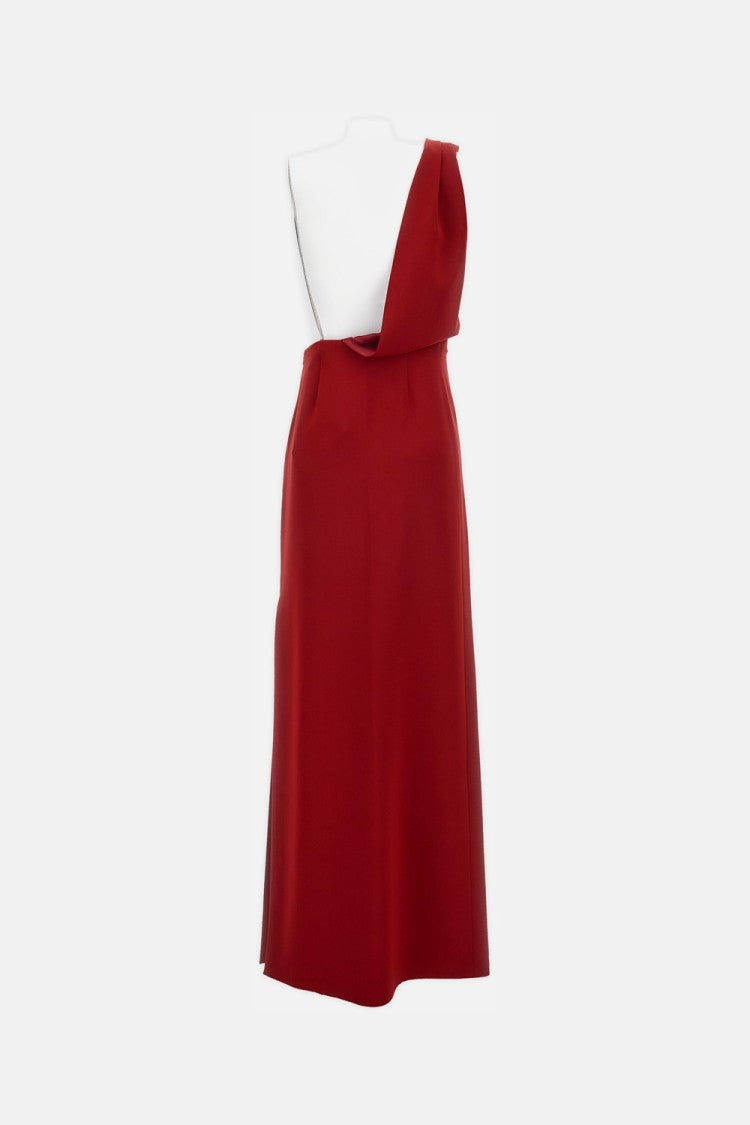 Max Mara Gathered Front Maxi Dress With Open Back And Side Zip Closure