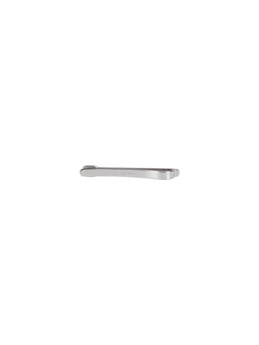 Valentino Garavani Silver Tie Clip With Subtle Emblem Detail