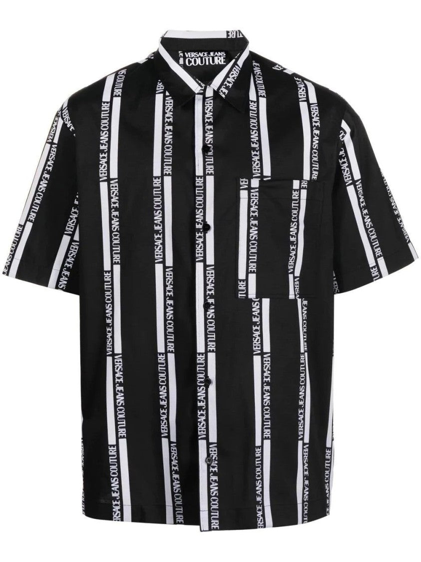 Versace Jeans Couture Vertical Stripe Graphic Short Sleeve Shirt