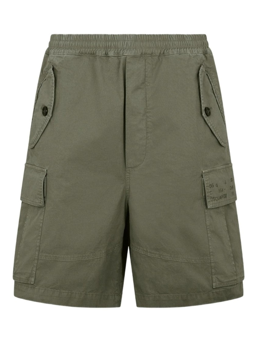Dsquared2 Green Ripstop Elasticated Side Flap Shorts