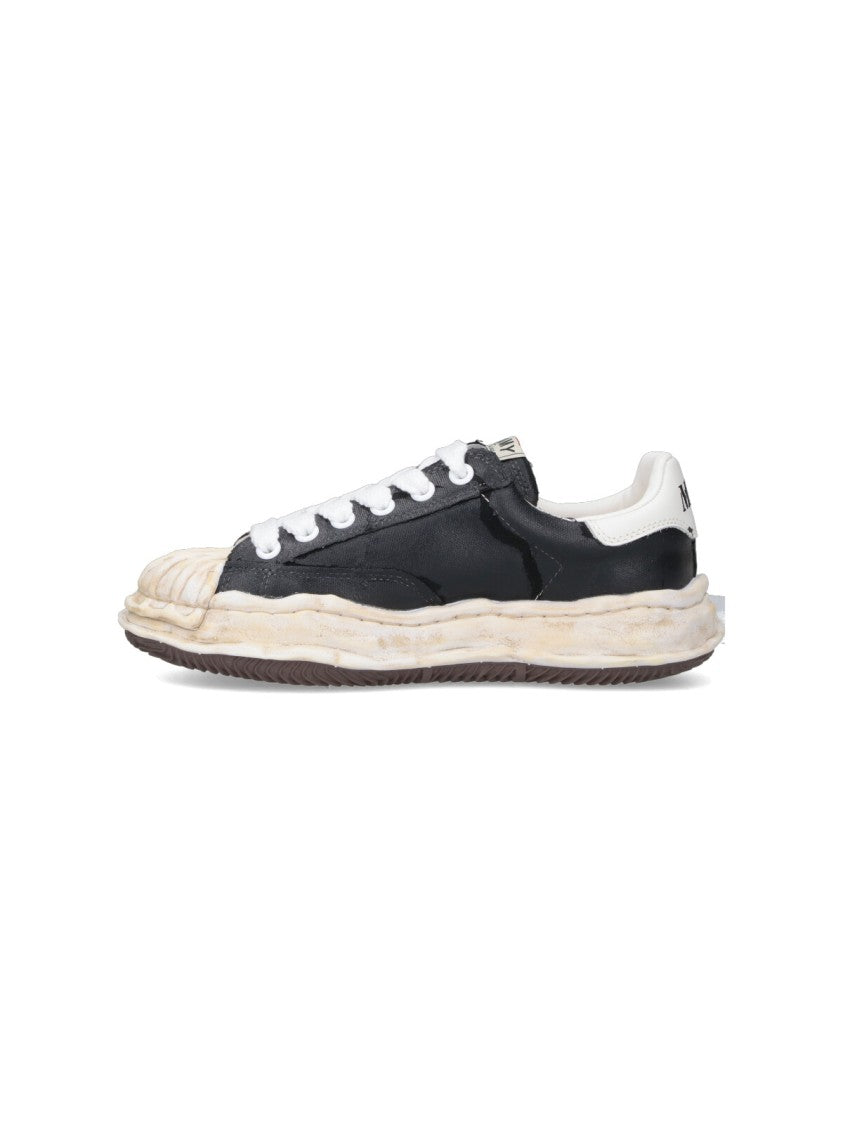 Maison Mihara Yasuhiro Artistic Black Leather Sneakers With Distressed Sole