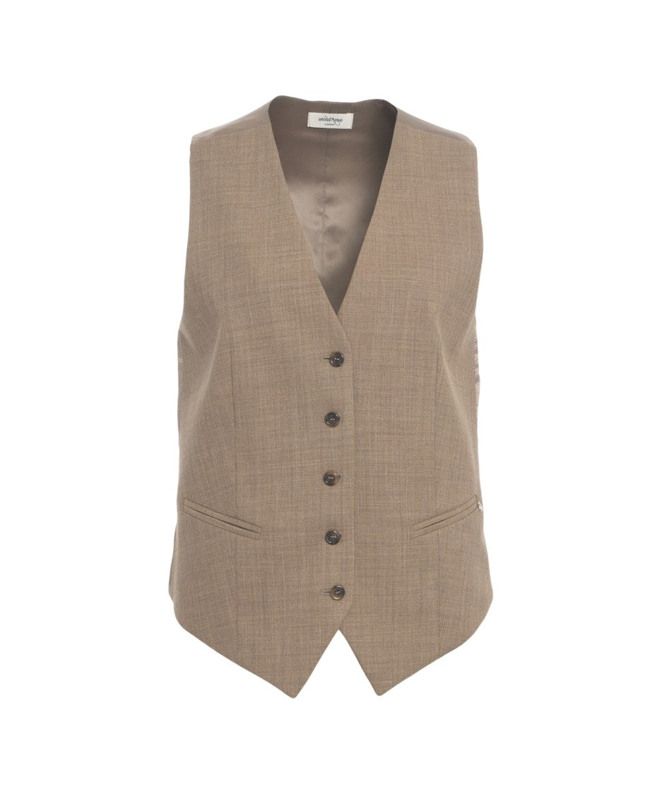 Ottod'ame Tailored V-Neck Waistcoat With Single-Breasted Closure