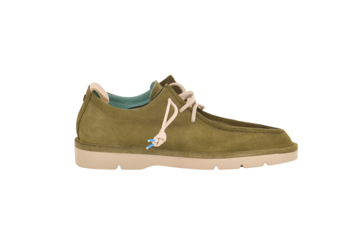 Panchic Olive Suede Sneakers With Tapered Silhouette