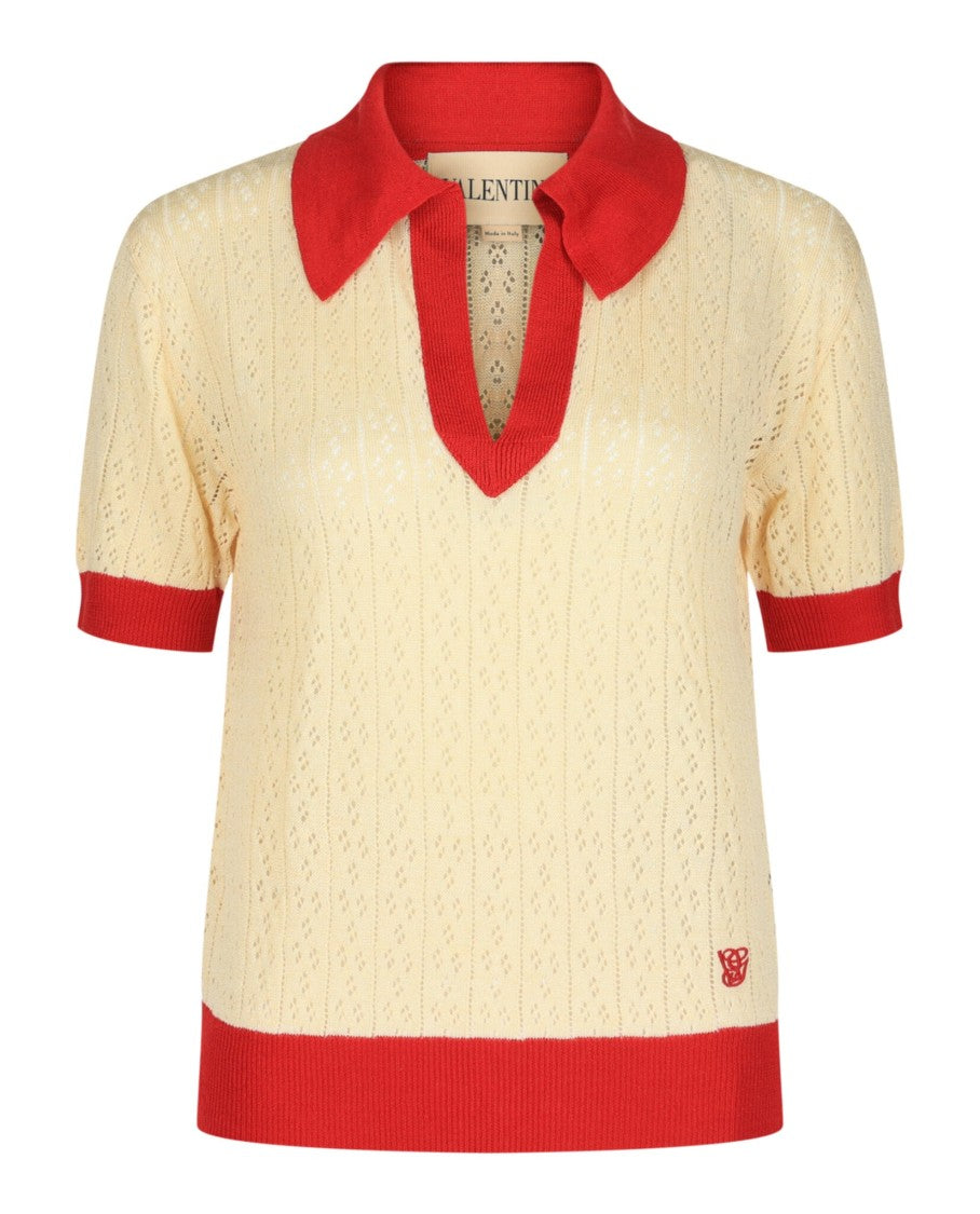 Valentino Pointelle-Knit Polo Shirt