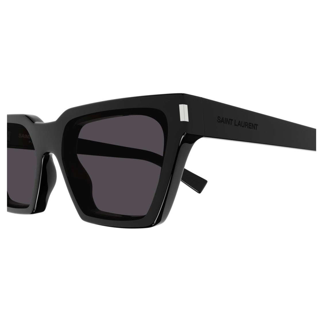 Saint Laurent Angular Rectangular Sunglasses With Glossy Black Frame