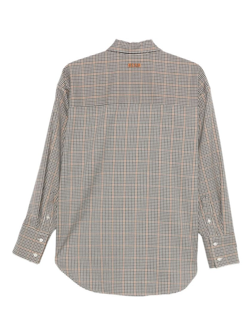 Msgm Classic Checkered Shirt With Floral Embroidery