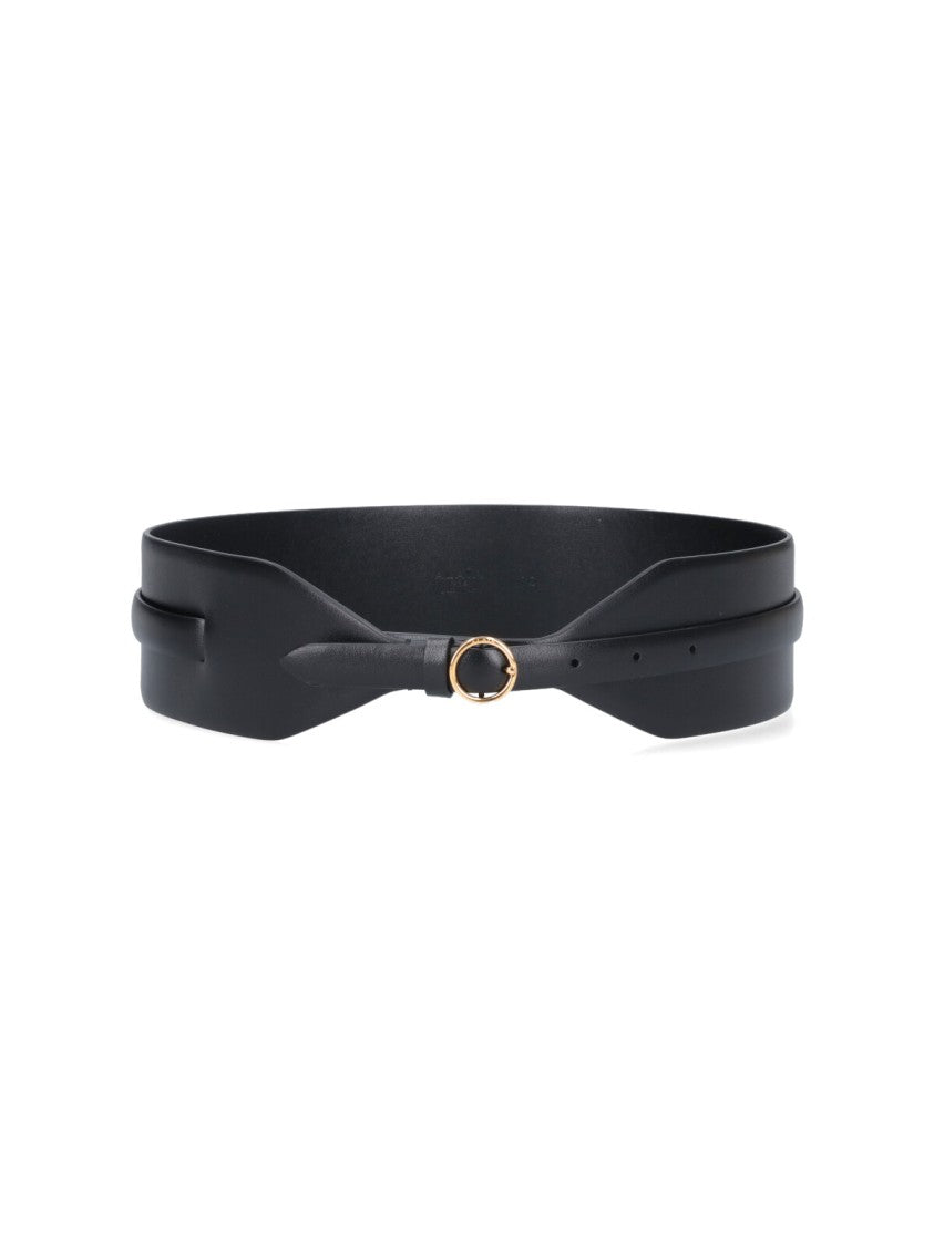 Alaïa Black Wide Double Calf Leather Belt