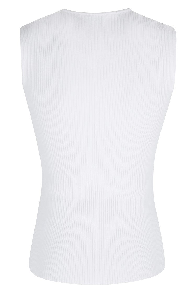 Roberto Collina V-Neck Cut-Out Shoulder-Slits Viscose Tank Top