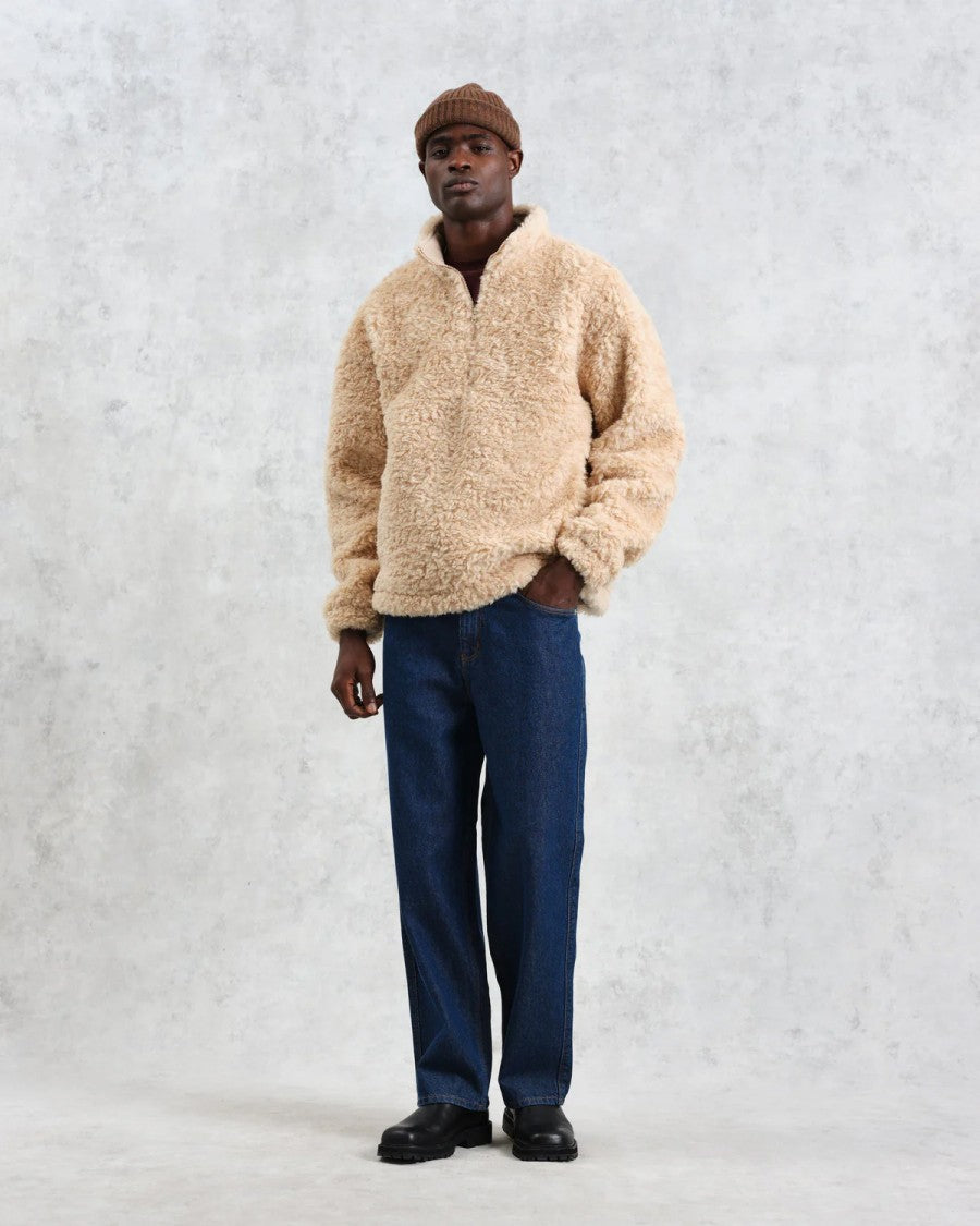 Wax London Recycled Sherpa Fabric Boxy-Fit Funnel Neck Jacket