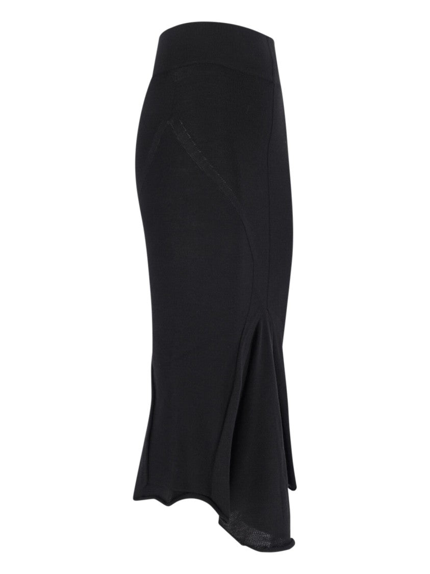 Rick Owens Asymmetric Midi Skirt – Black