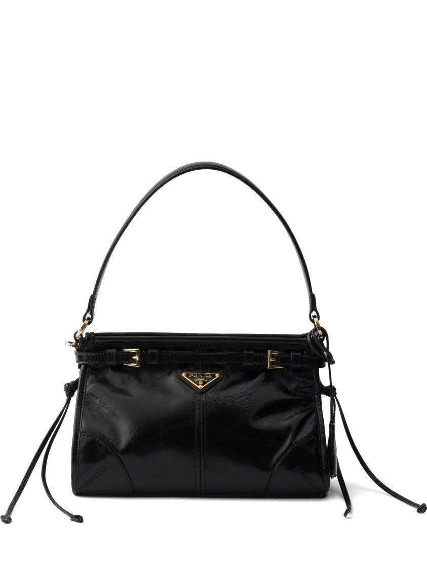 Prada Medium Handbag With Glossy Finish And Structured Shape