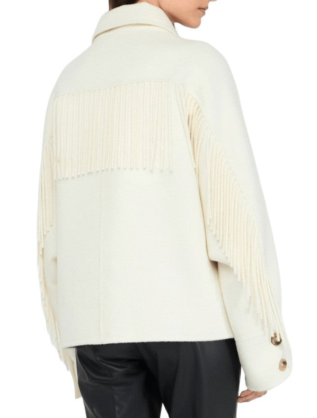 Liu Jo Fringed Detail Short Jacket With Buttoned Cuffs