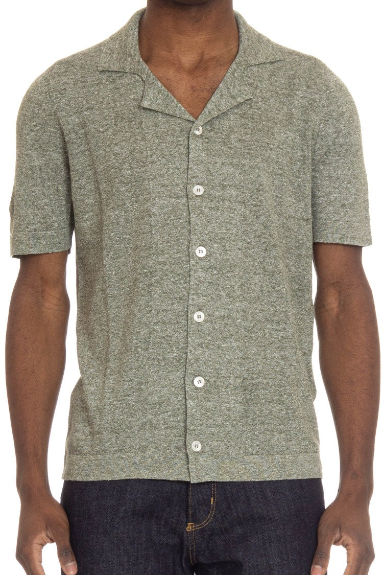 Gran Sasso Half-Sleeve Knitted Linen-Cotton Shirt