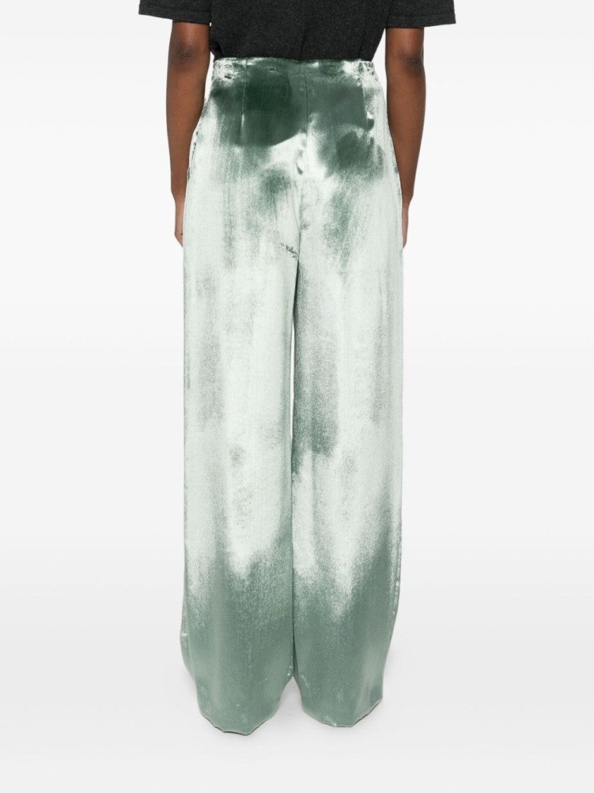 Alberta Ferretti Wide-Leg Trousers In Shiny Viscose
