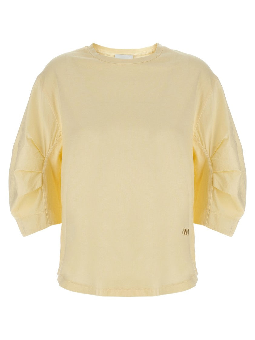 Nude Relaxed-Fit Cotton T-Shirt With Crinkled Sleeves