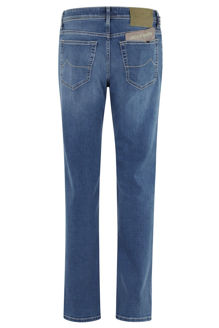Jacob Cohen Bard Medium Blue Cotton-Blend Slim Straight-Leg Jeans