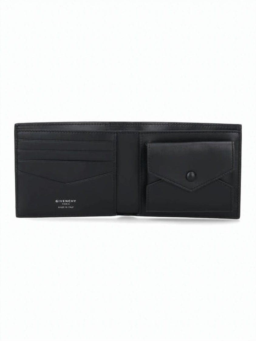 Givenchy Textured Calf Leather Bifold Wallet With Lambskin Lining