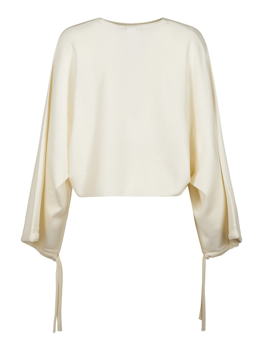 Max Mara Cropped Dress With Flowing Sleeves And Adjustable Ties