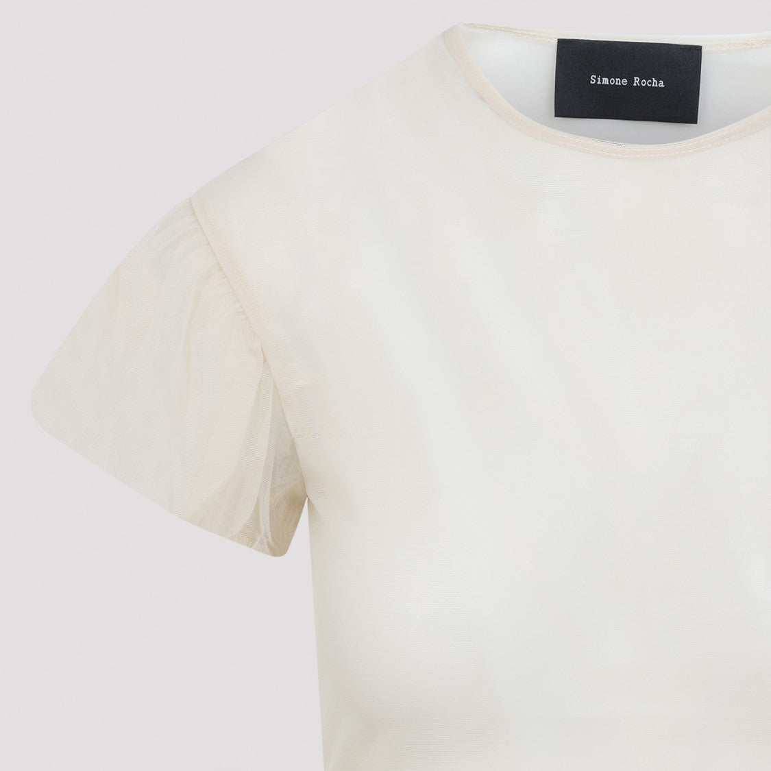 Simone Rocha Fitted Nude Top With Puff Sleeves And Peplum Hem