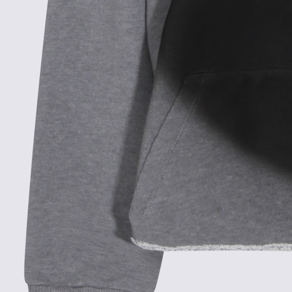 Mm6 By Maison Margiela Relaxed Fit Grey Knit Hooded Sweatshirt