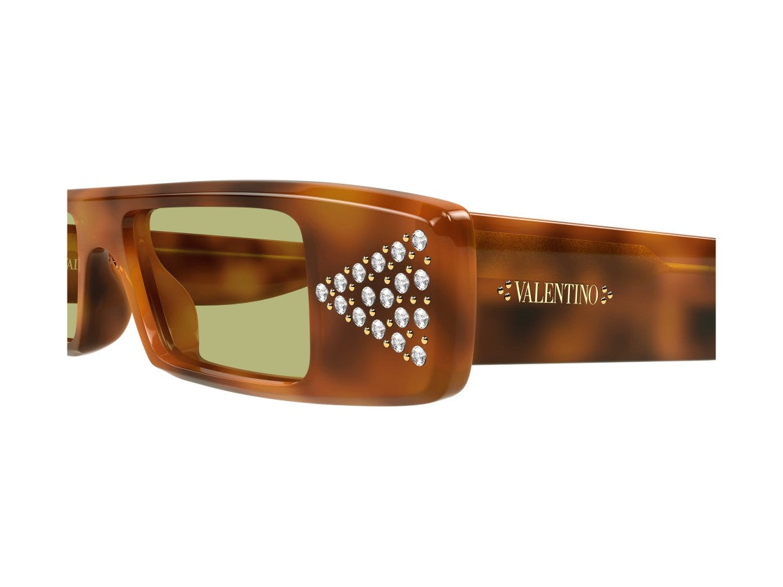 Valentino Vg0043s Rhinestone Tortoiseshell Rectangular Sunglasses